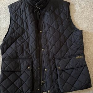 Black Quilted Polo Vest